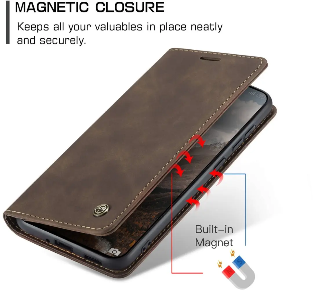 Caseme 013 Book Case Hoesje Xiaomi 15T - Donkerbruin