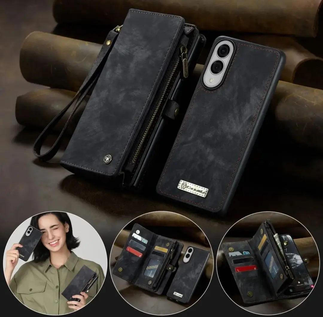 Caseme 008 Book Case Back Cover Samsung Galaxy S25 Edge - 9 Pasjes - Zwart - afbeelding 6 van 6