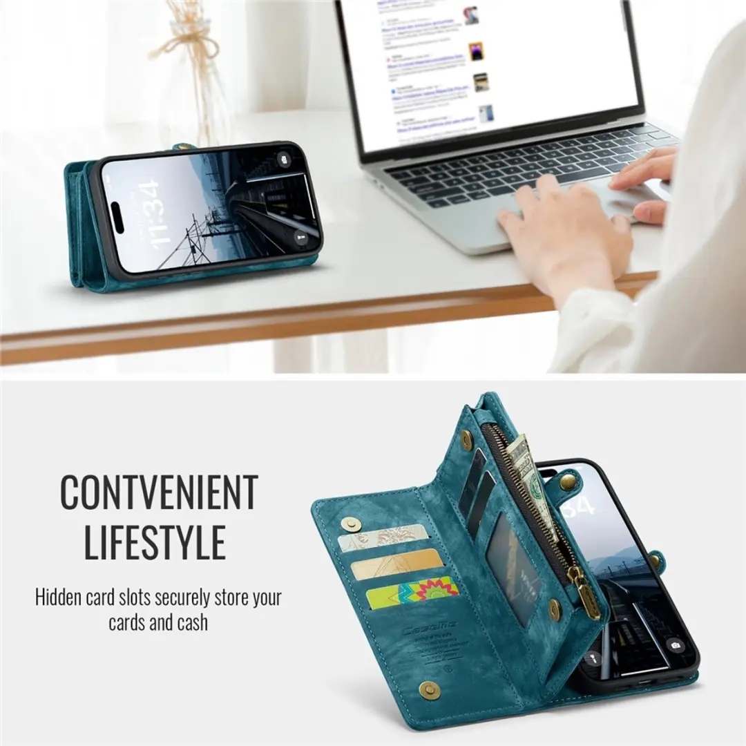 Caseme 008 iPhone 16 Hoesje - Book Case & Portemonnee Blauw