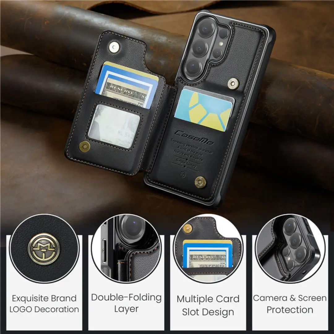 Caseme Luxe Portemonnee Backcover Galaxy S26 Ultra - Anti-RFID - 4 Pasjes - Zwart