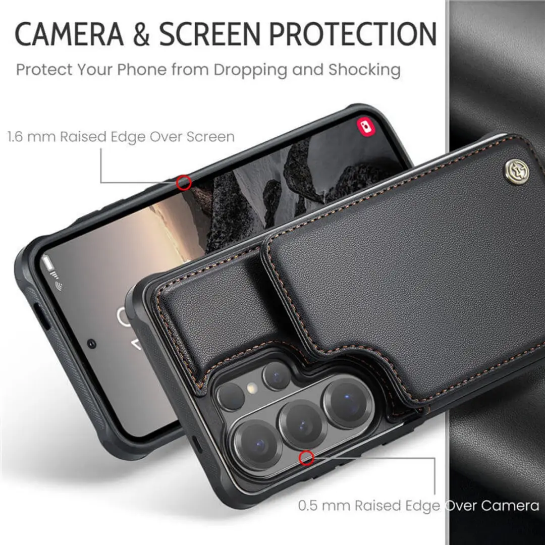 Caseme Luxe Portemonnee Backcover Galaxy S26 Ultra - Anti-RFID - 4 Pasjes - Zwart - afbeelding 6 van 6