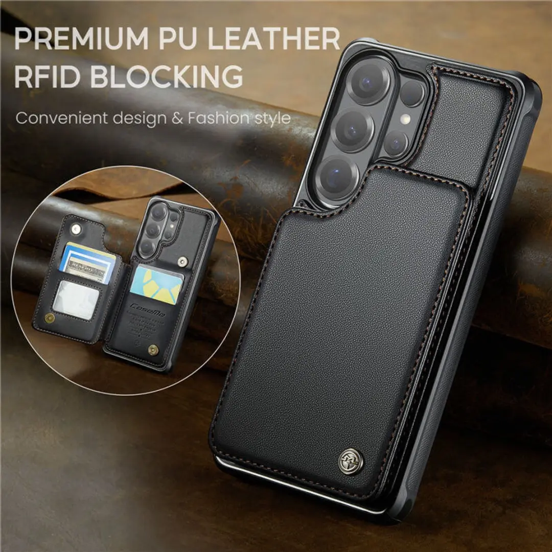 Caseme Luxe Portemonnee Backcover Galaxy S26 Ultra - Anti-RFID - 4 Pasjes - Zwart