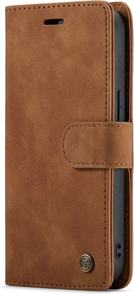 Caseme iPhone 14 Bookcase Hoesje - Effen Cognac - 4 Pasjes