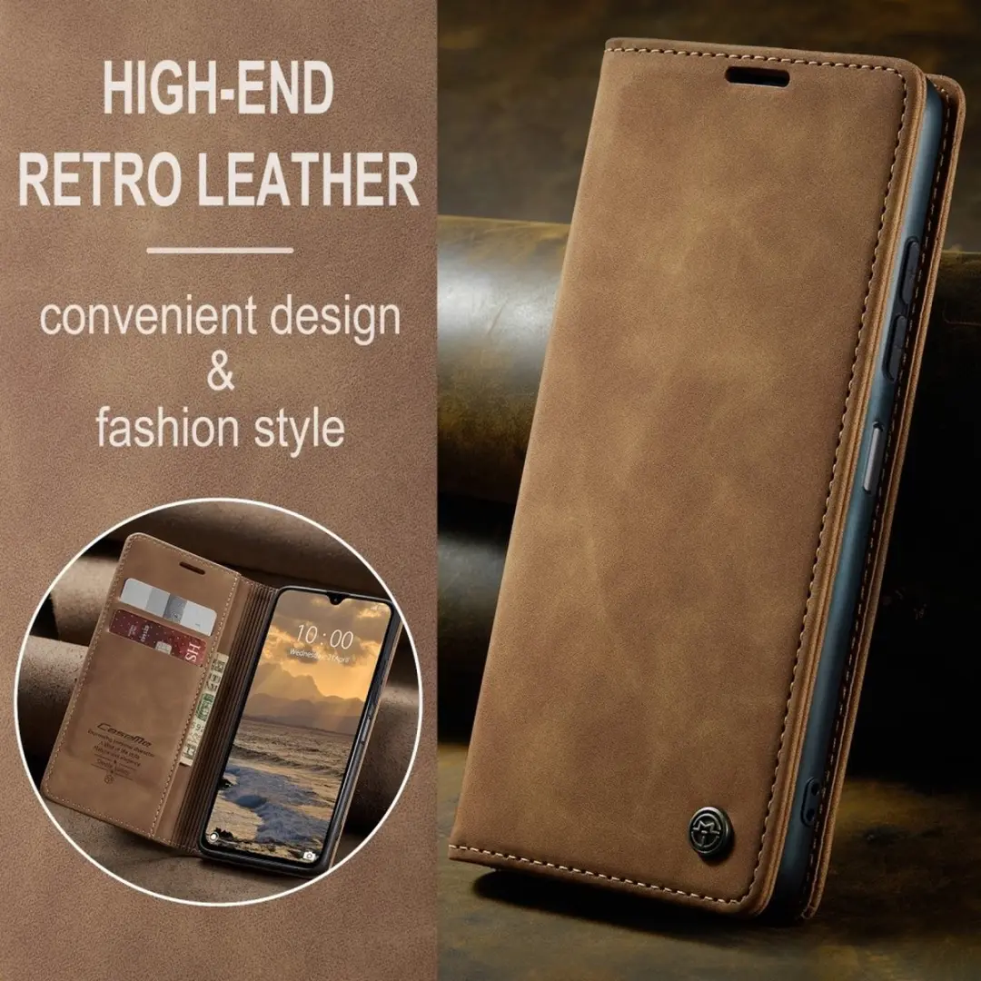 Caseme 013 Book Case Hoesje - Xiaomi Redmi 14C - 2 Pasjes - Bruin - afbeelding 6 van 6