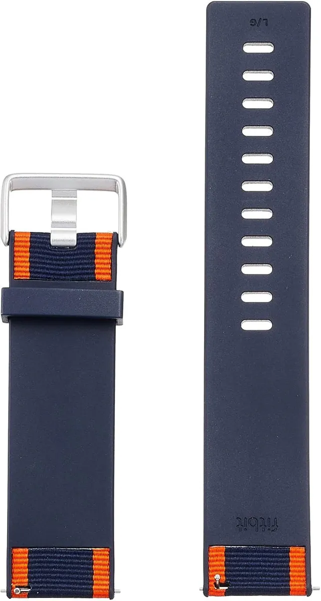 Fitbit Woven Band Versa - Maat L - Navy/Orange