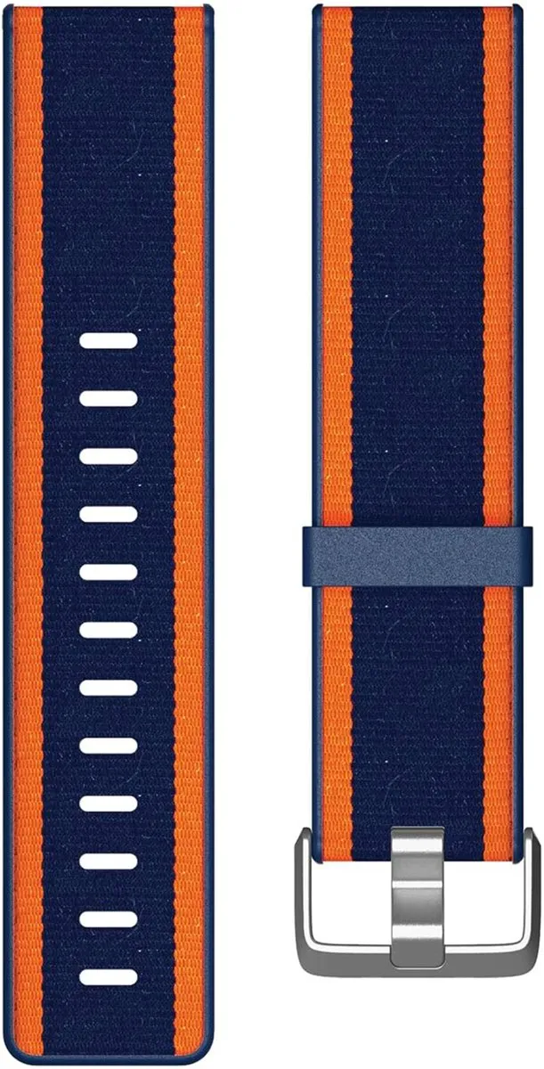 Fitbit Woven Band Versa - Maat L - Navy/Orange