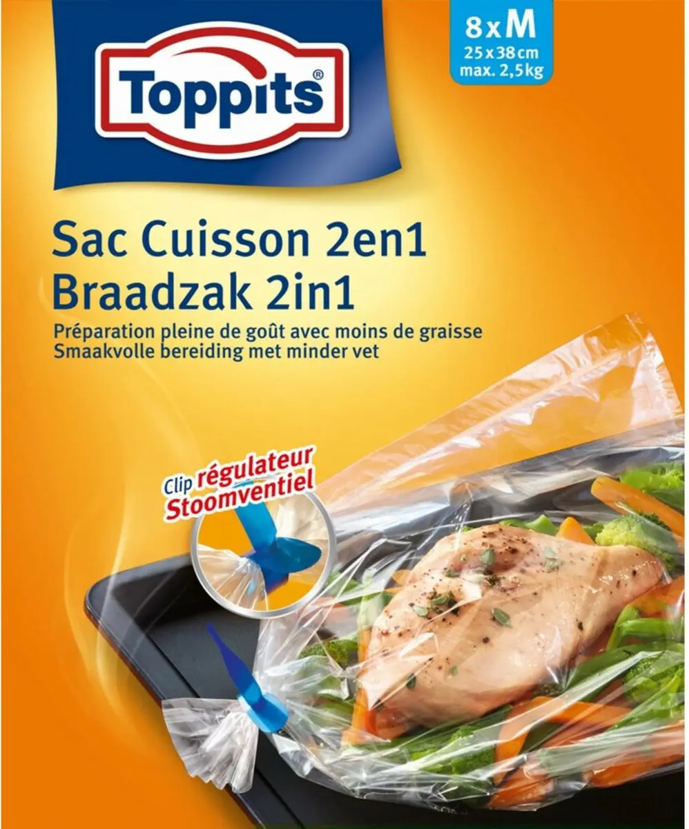 Toppits 2in1 Braad- en Stoomzakken M