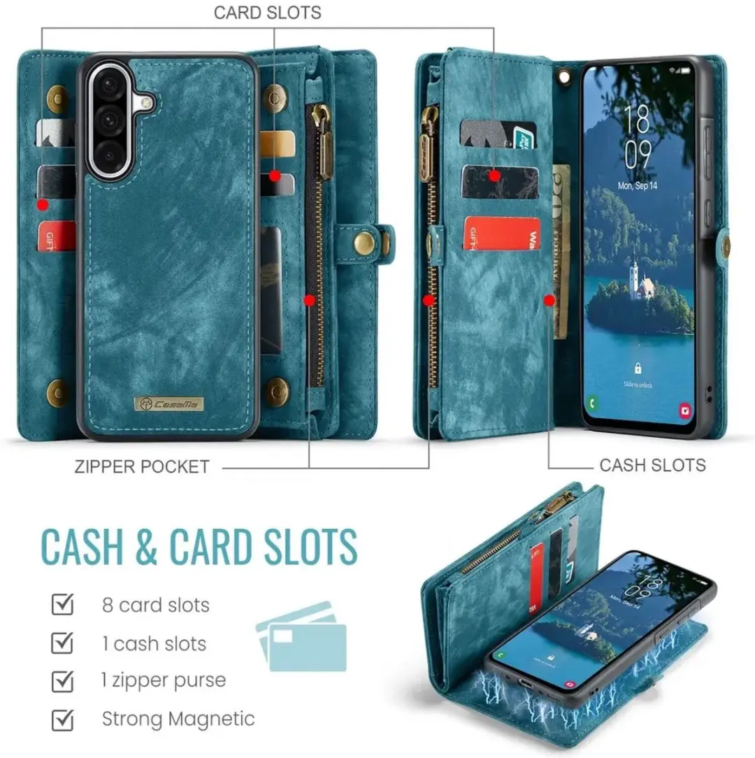 Caseme 008 Book Case Back Cover Samsung Galaxy A56 - Blauw