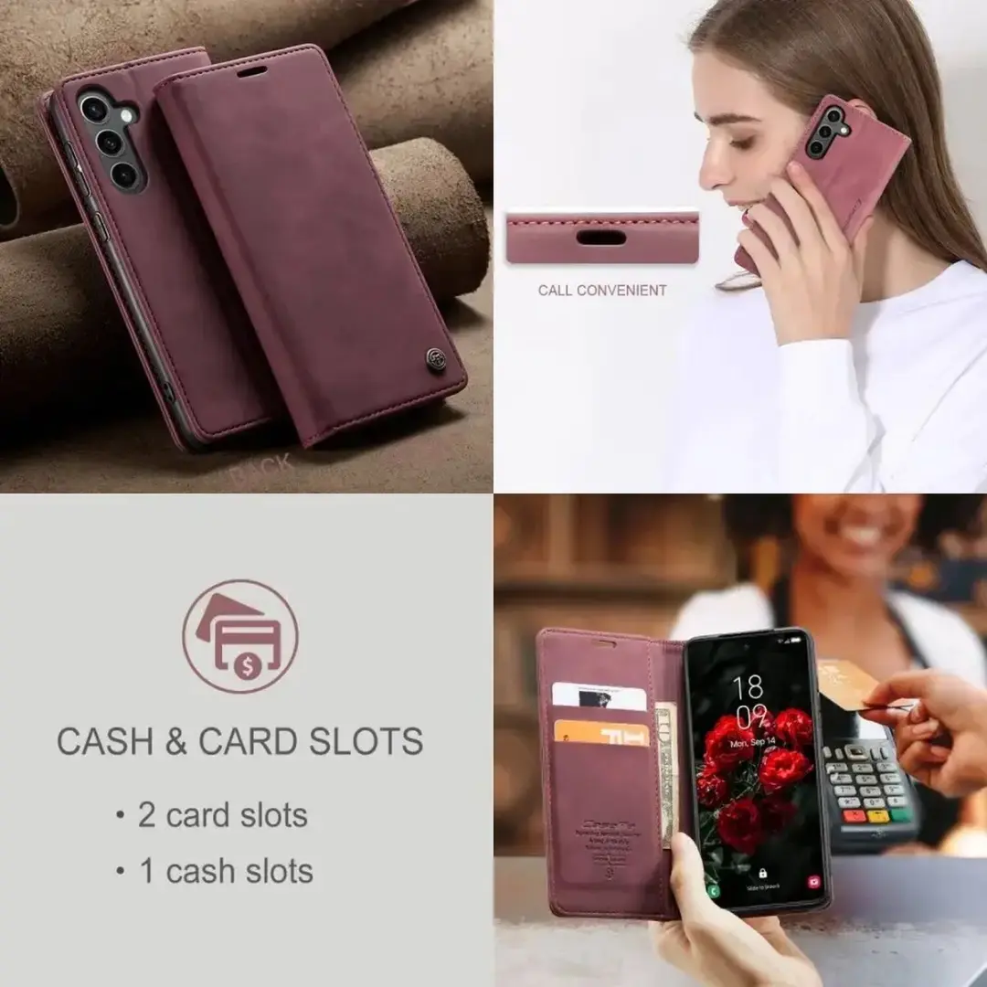 Caseme 013 Hoesje Samsung Galaxy S25 - Book Case Rood - afbeelding 6 van 6