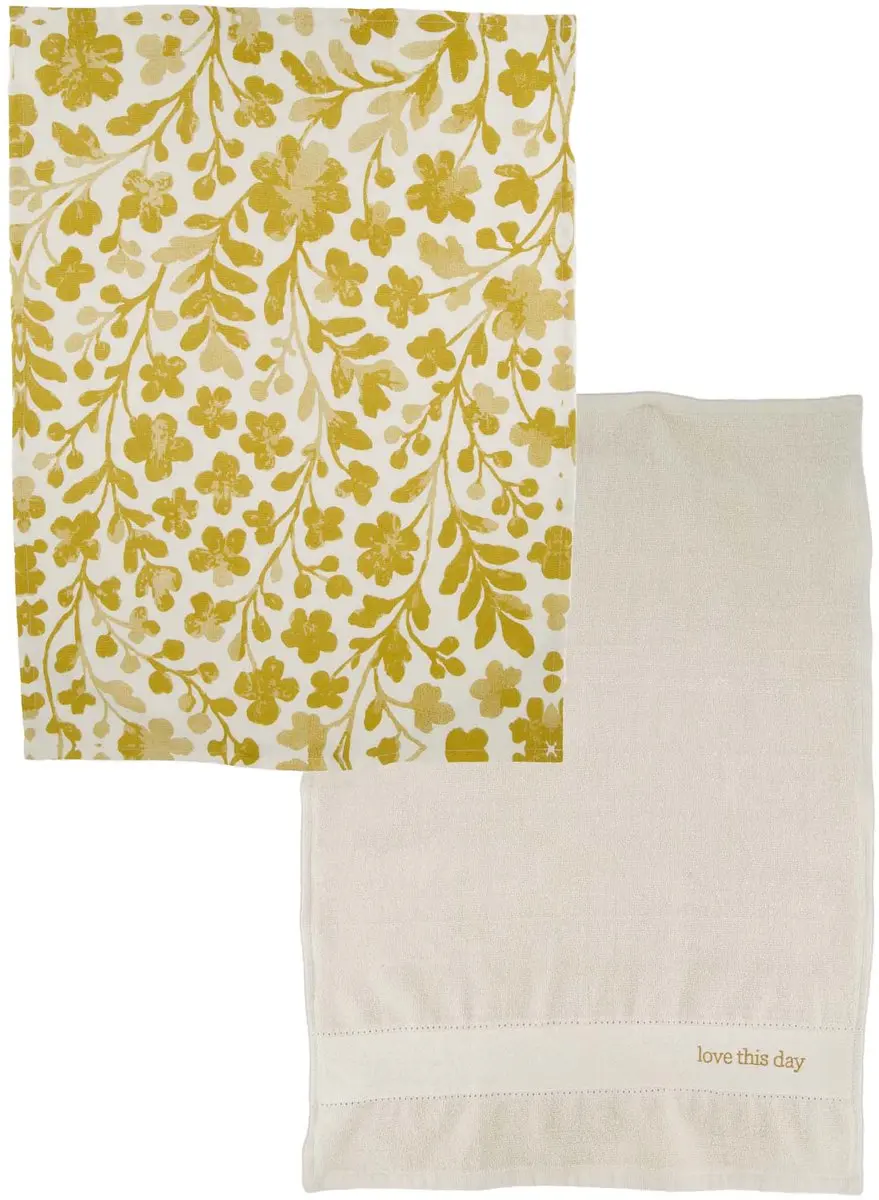 Zusss Keukenset Love This Day Bloemen - 100% Katoen - White/Gold