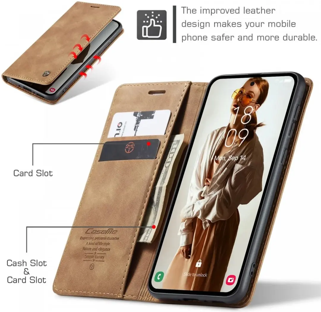 Caseme 013 Hoesje Samsung Galaxy A35 - Book Case - Bruin