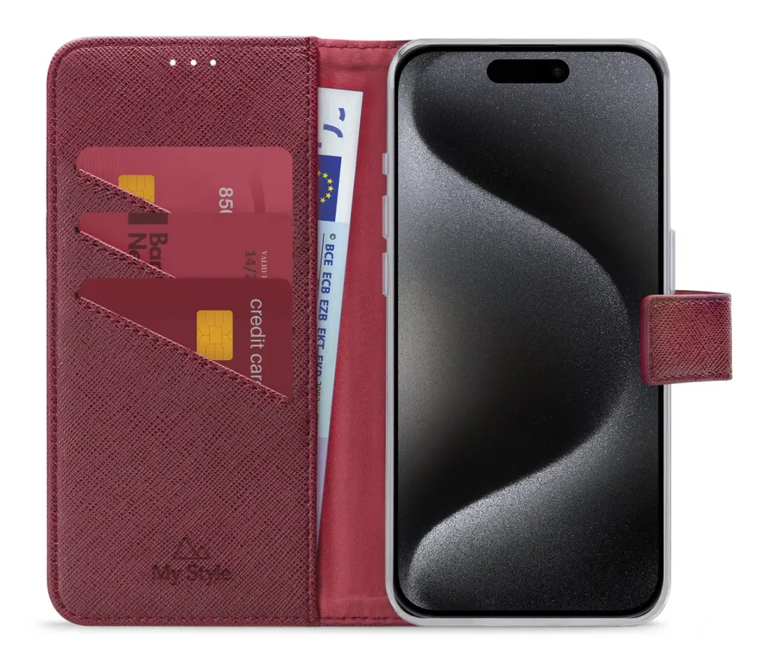 My Style MSFWLT1520 Telefoonhoesje iPhone 15 Pro - Bordeaux Rood - afbeelding 6 van 6