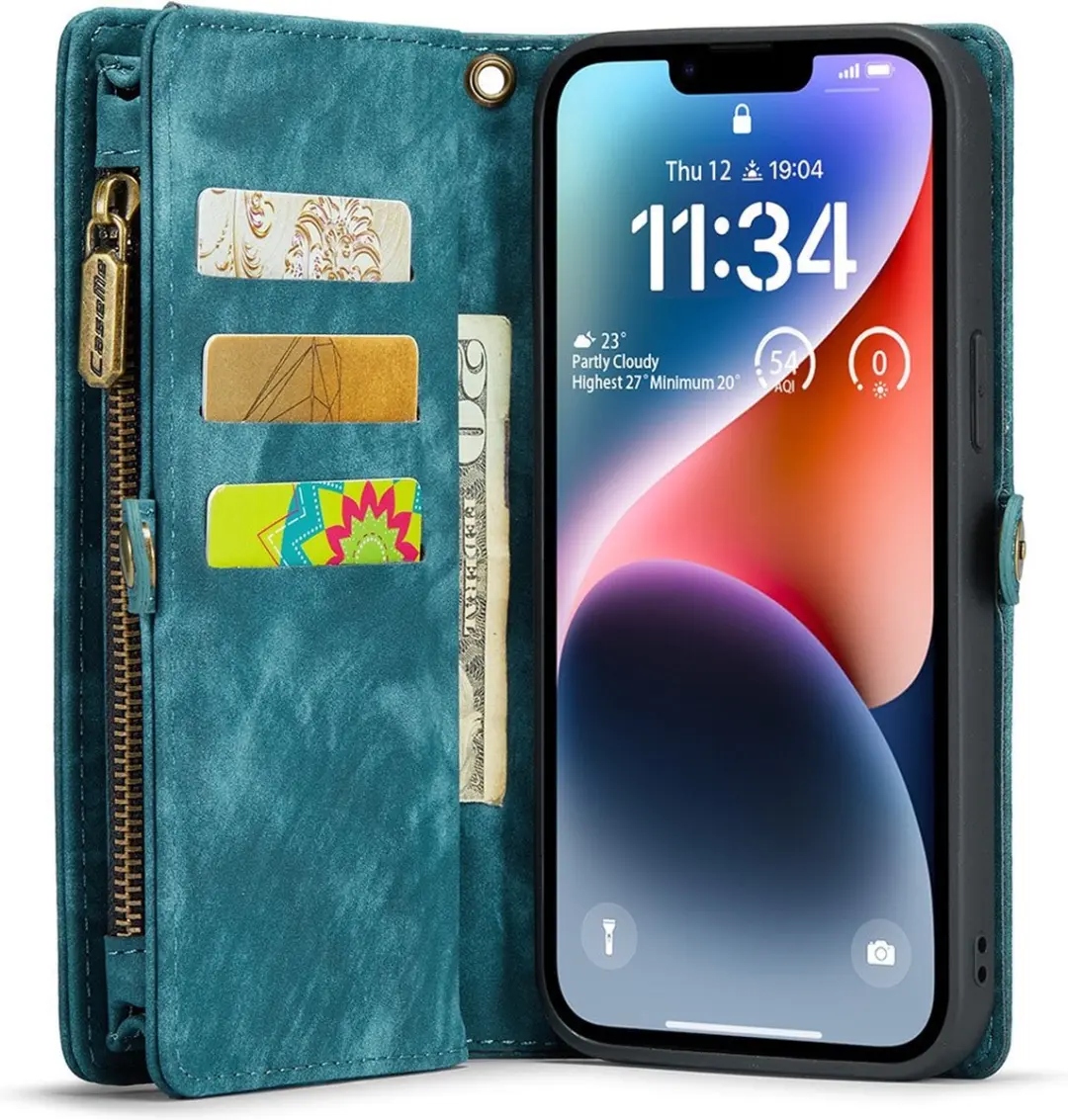 CaseMe 008 Hoesje iPhone 15 Pro - Blauw - 8 Pasjes