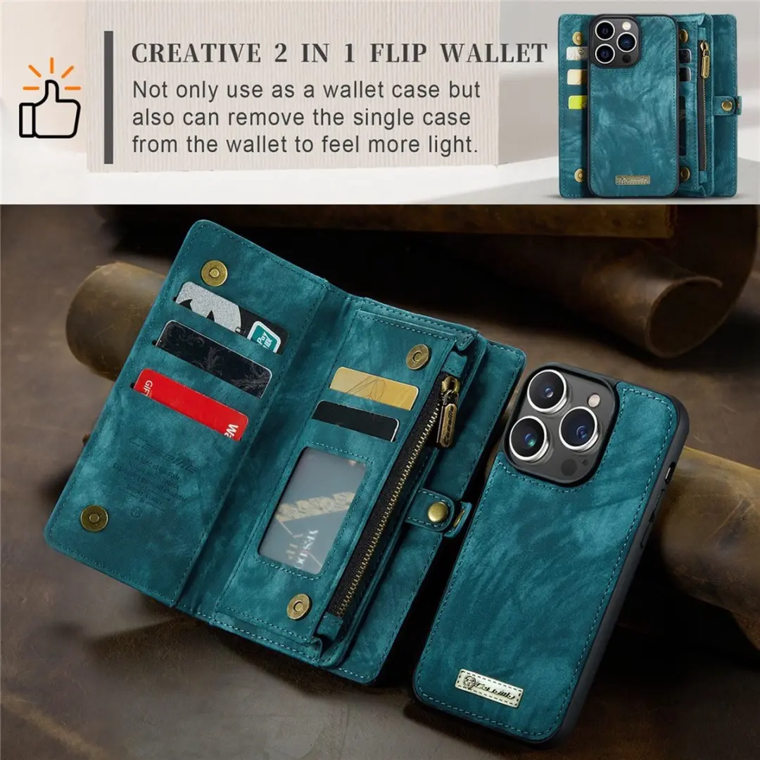 CaseMe 008 Hoesje iPhone 15 Pro - Blauw - 8 Pasjes