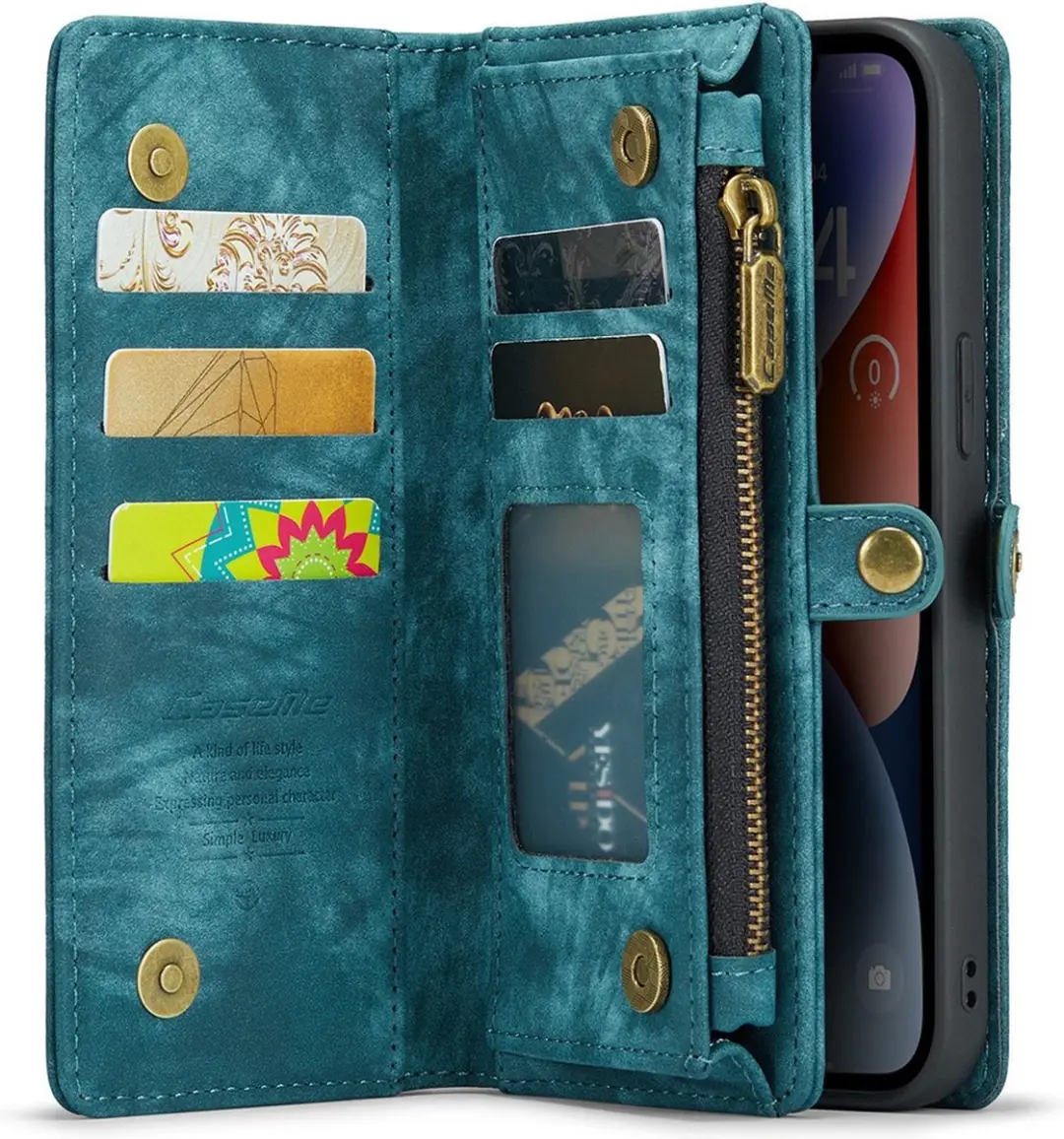 CaseMe 008 Hoesje iPhone 15 Pro - Blauw - 8 Pasjes