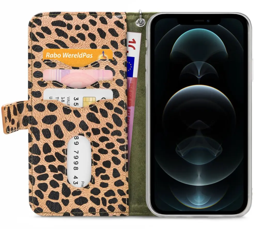 Mobilize iPhone 12 Pro Max Bookcase Hoesje - Luipaard Groen - 4 Pasjes
