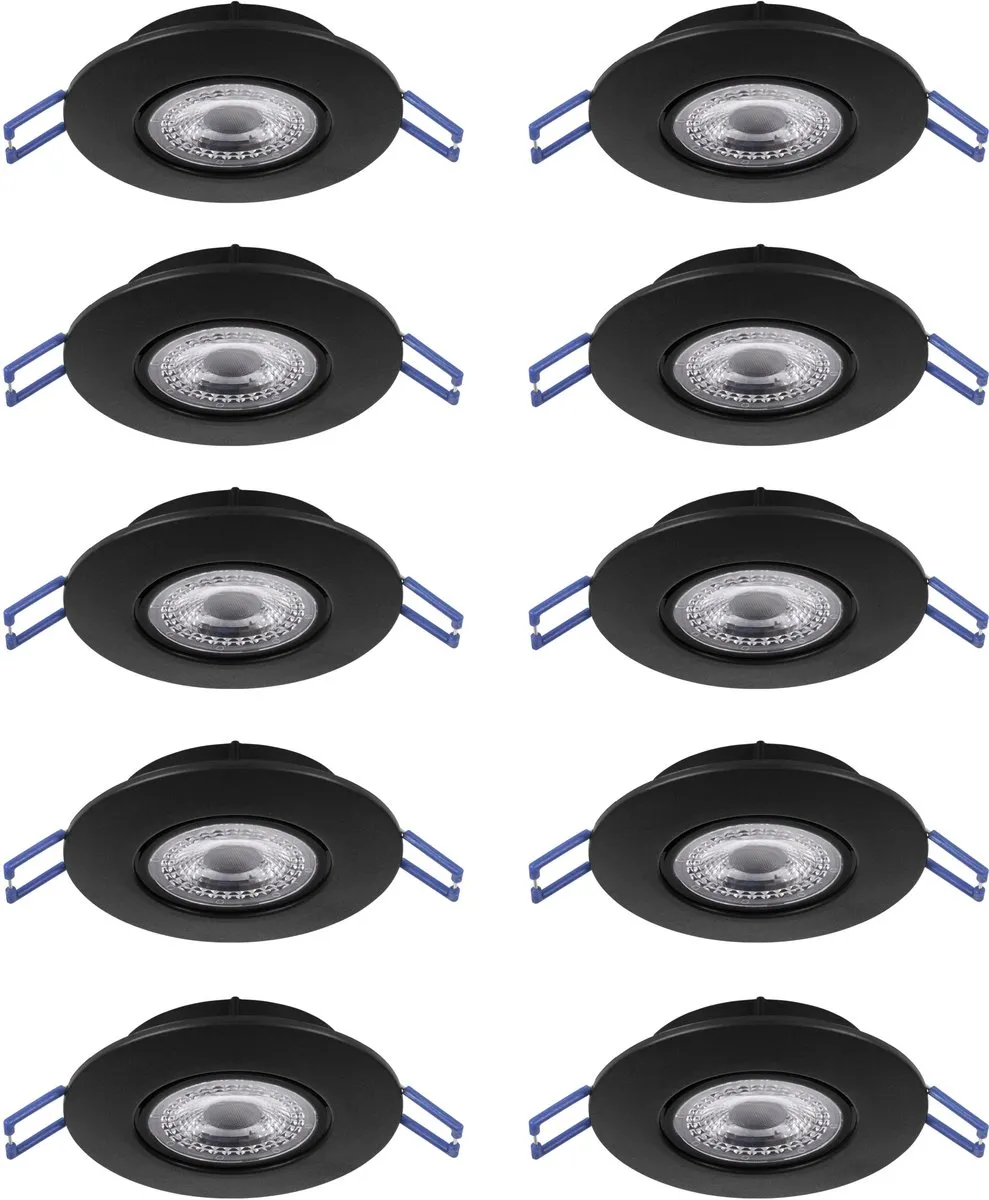 Eglo Zujar Inbouwspot LED Ø90mm - 10 Stuks - Zwart
