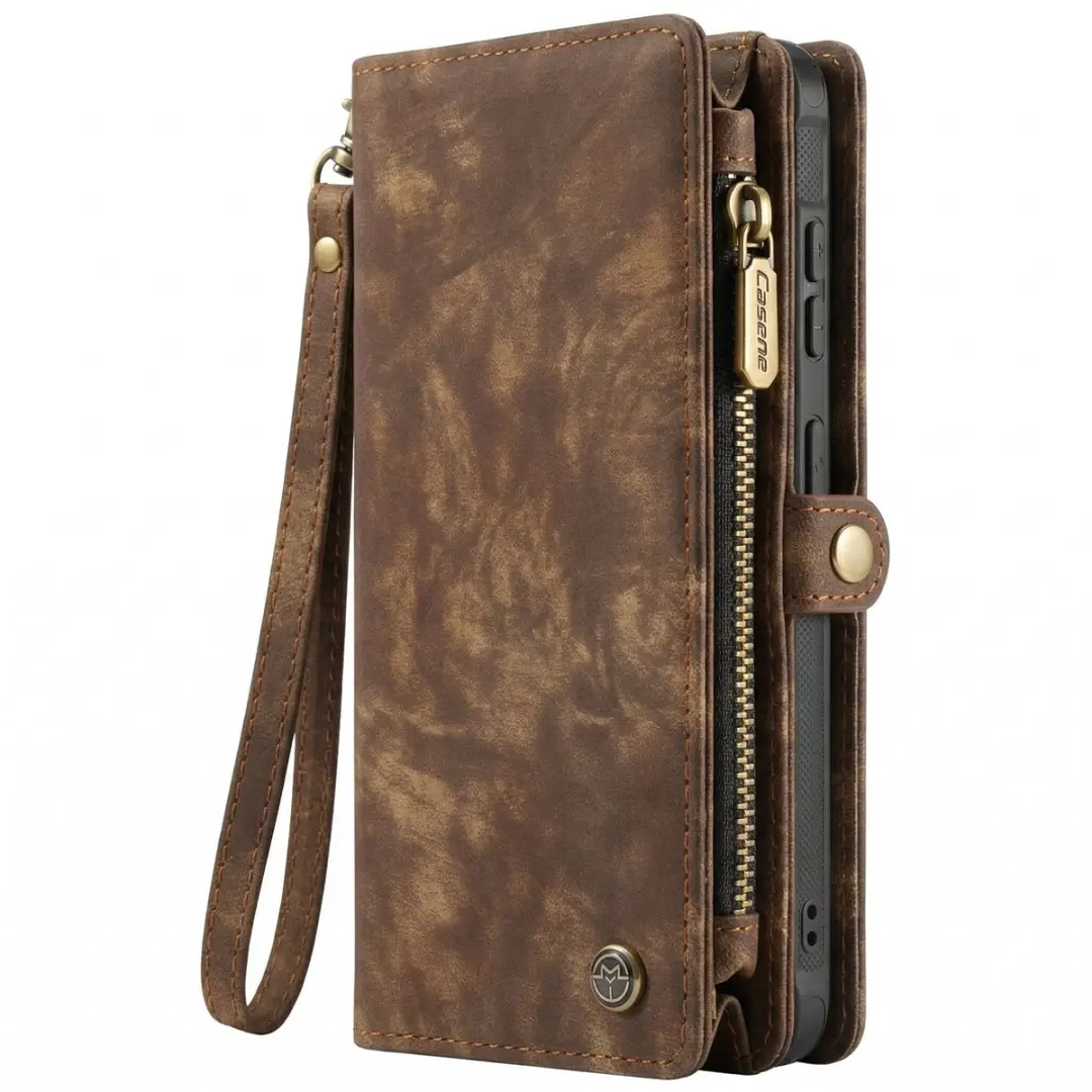 Caseme Folio-Kazval BR-S26R 2-in-1 Hoes Portemonnee - Samsung Galaxy S26 - Bruin