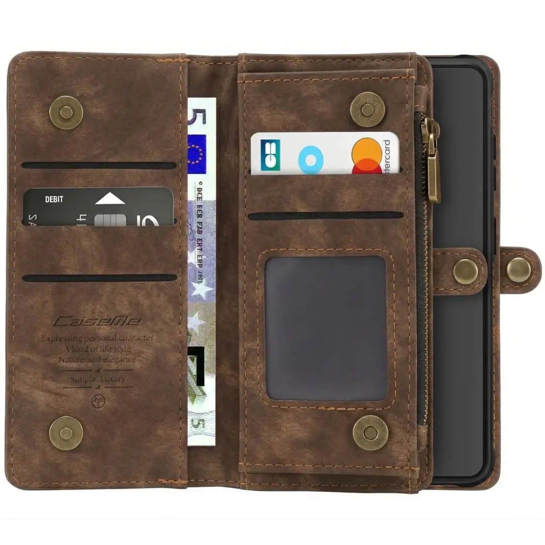 Caseme Folio-Kazval BR-S26R 2-in-1 Hoes Portemonnee - Samsung Galaxy S26 - Bruin