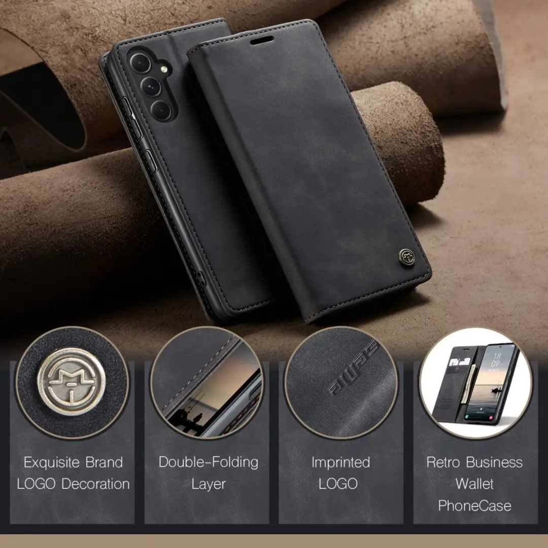 Caseme Hoesje Samsung Galaxy S23 FE - 2 Pasjes - Zwart
