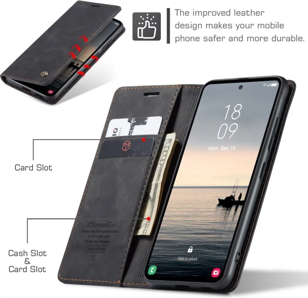 Caseme Hoesje Samsung Galaxy S23 FE - 2 Pasjes - Zwart