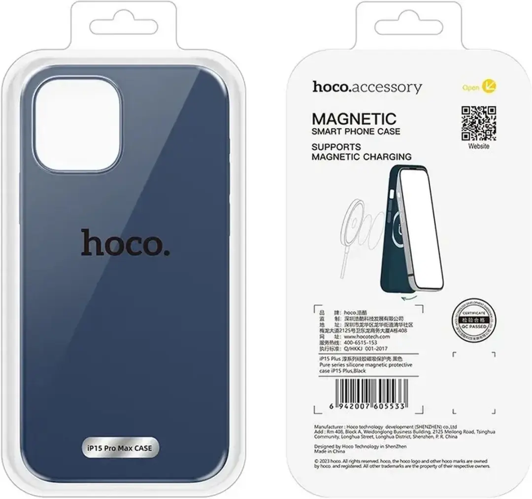 Hoco Pure Series iPhone 15 Pro Max Hoesje - Siliconen - MagSafe - Blauw