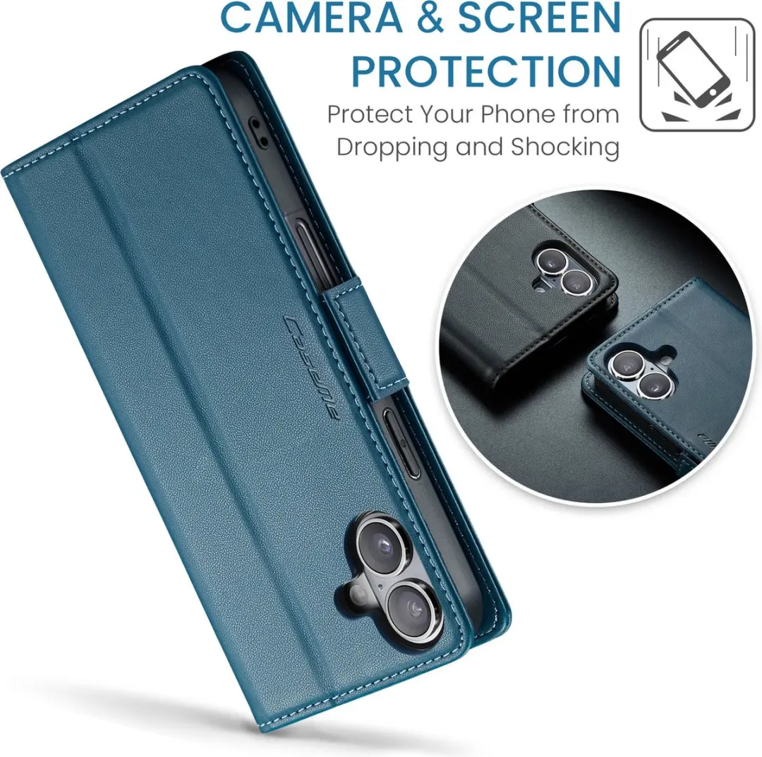 CaseMe Wallet Case iPhone 16 Plus - Blauw - RFID Bescherming