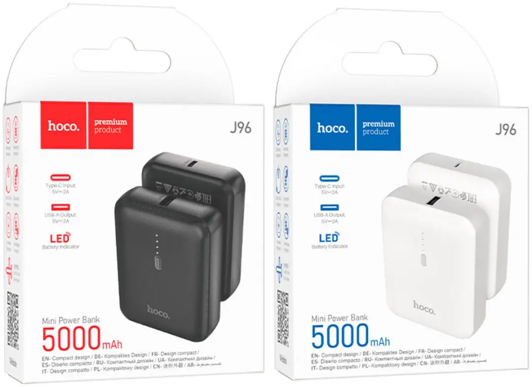 Hoco J96W Mini Powerbank 5000mAh - Wit - afbeelding 6 van 6