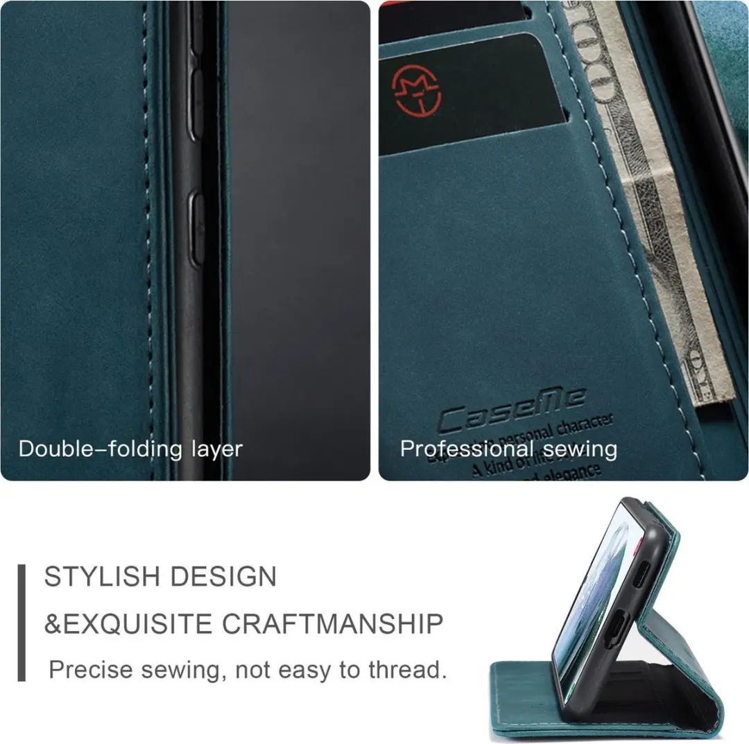 Caseme Retro Wallet Slim Case Samsung Galaxy S21 Plus - Blauw