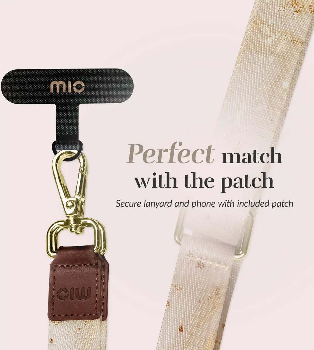 Mobilize Mio Nylon Universeel Telefoonkoord Verstelbaar - Goud Marble
