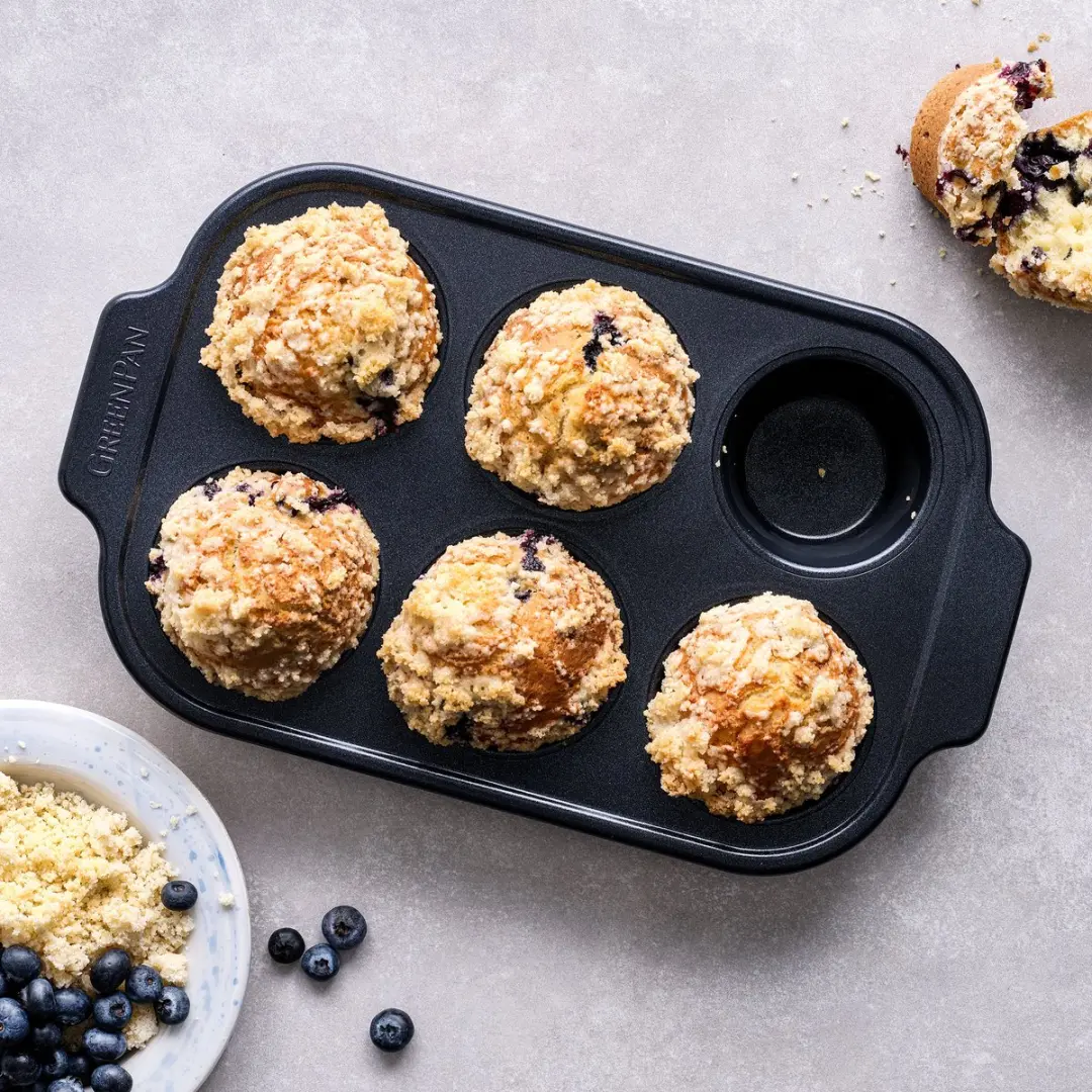 GreenPan Bistro Muffinvorm 6 Stuks - Zwart - afbeelding 6 van 6