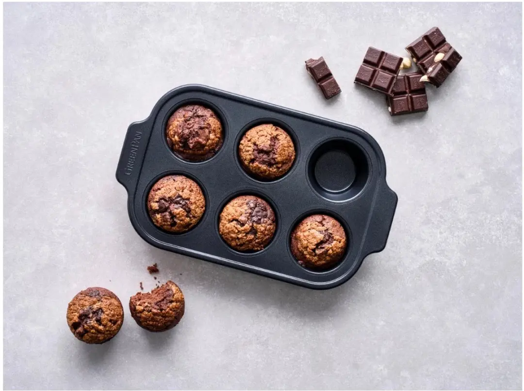 GreenPan Bistro Muffinvorm 6 Stuks - Zwart
