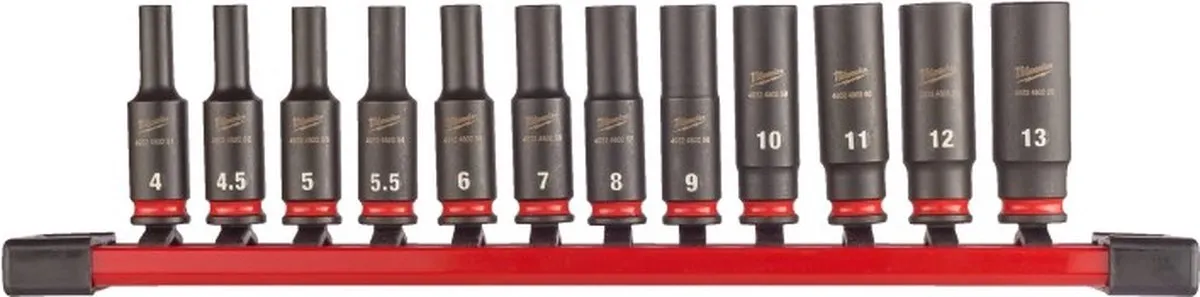 Milwaukee ShockWave Krachtdoppenset 1/4" 12-delig - 4932480453 - Rood/Zwart