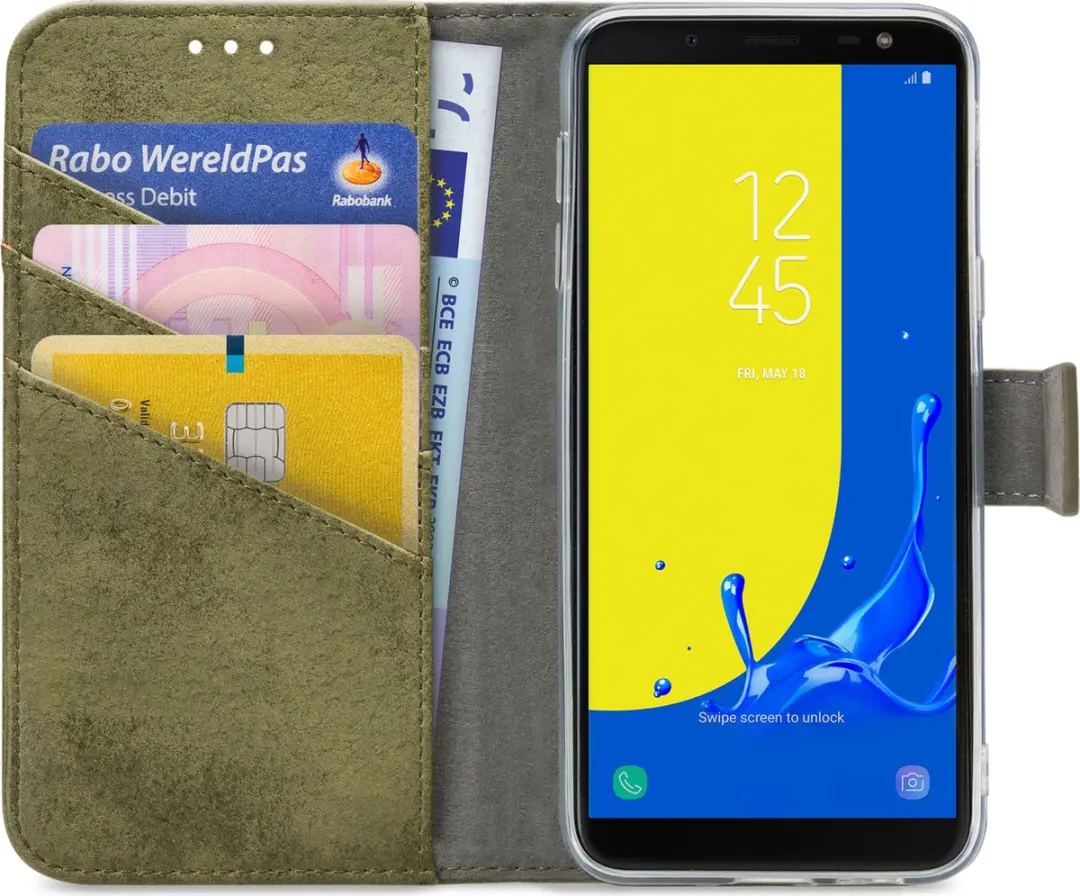 My Style MSFWLT1051 Telefoonhoesje Samsung Galaxy J6 (2018) - 3 Pasjes - Groen