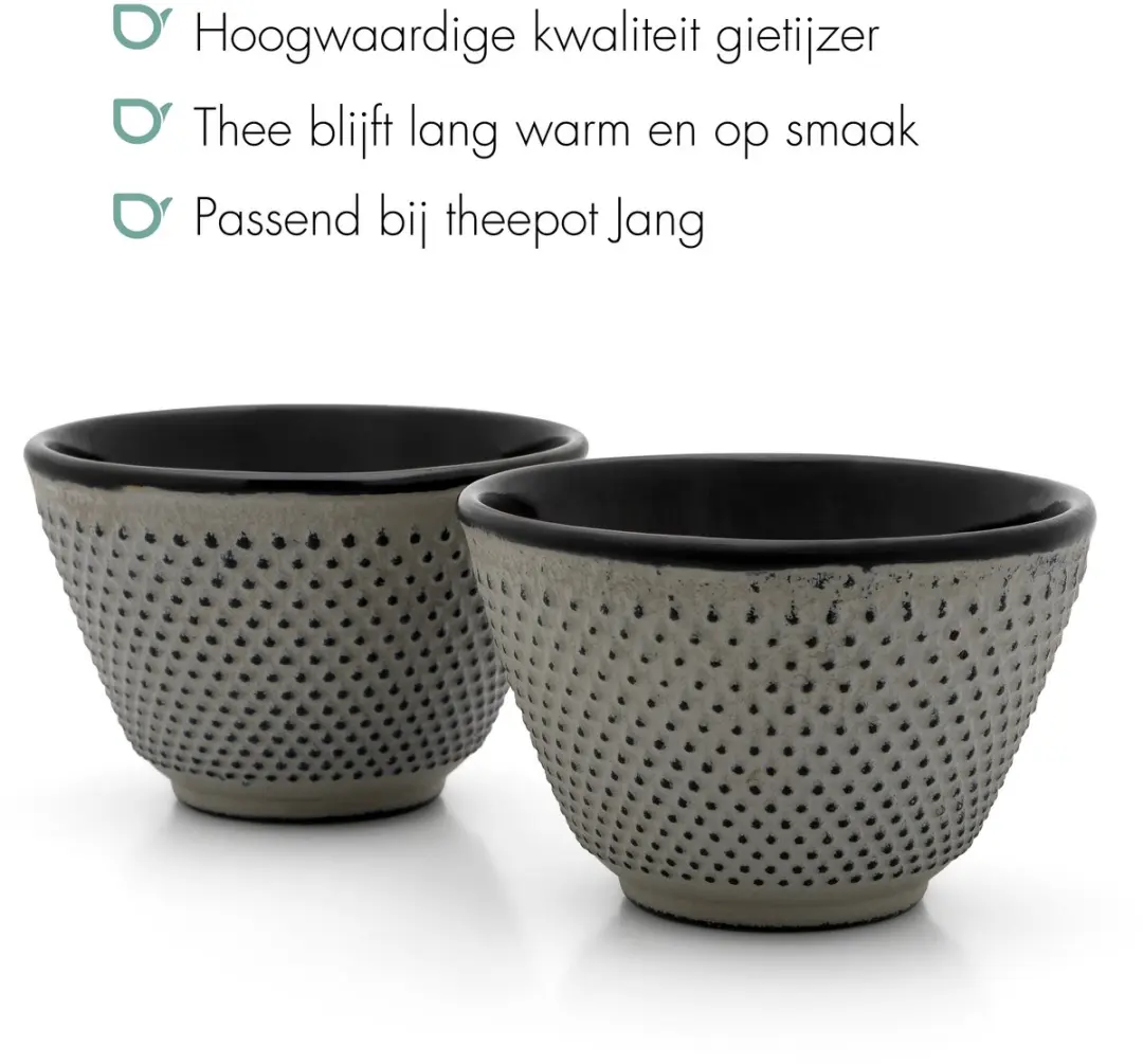 Bredemeijer Jang Gietijzer Kopjes 80ml - Grijs - 2 Stuks