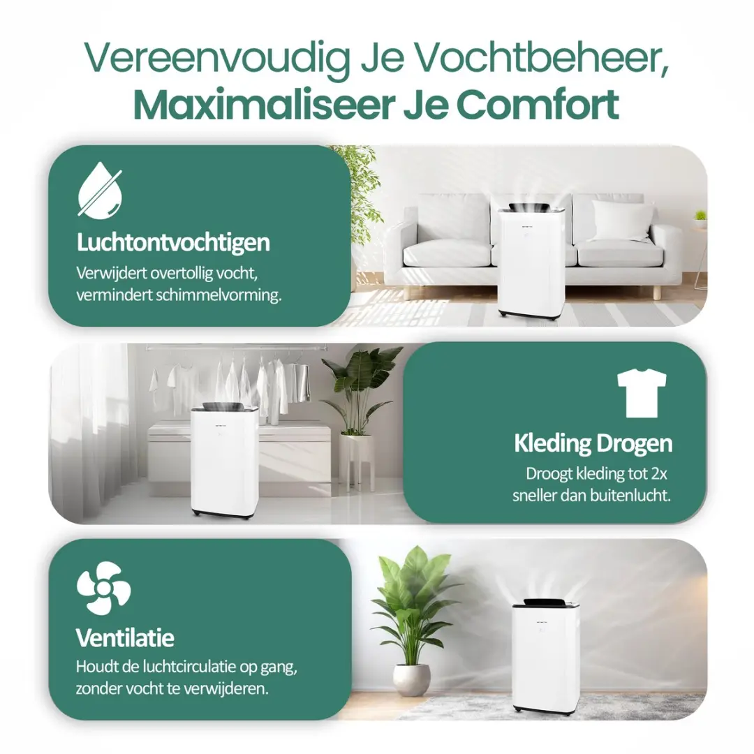 Emerio DH-129238 Luchtontvochtiger 420W - 60m² - Wit