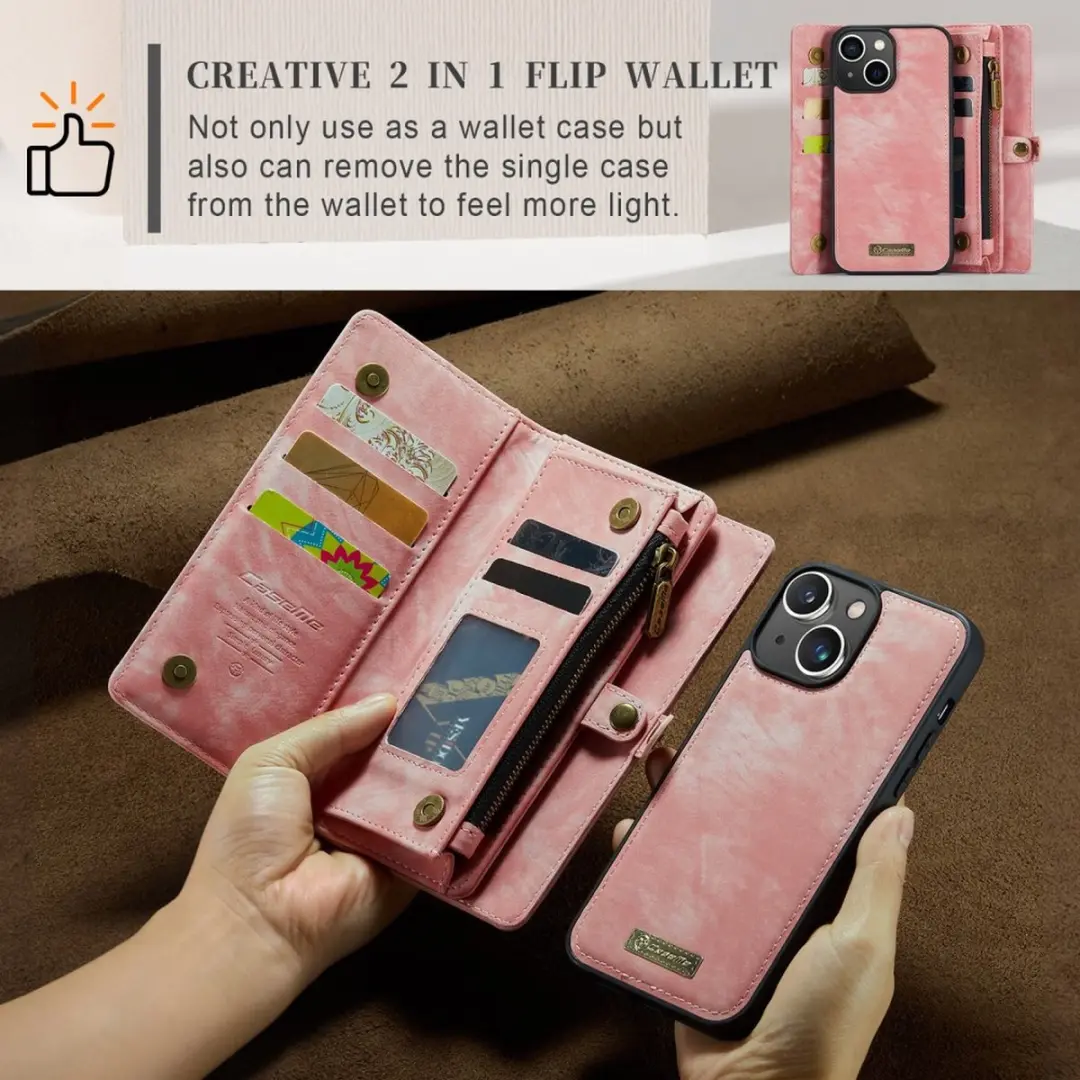 CaseMe 008 iPhone 15 Hoesje - Portemonnee Roze