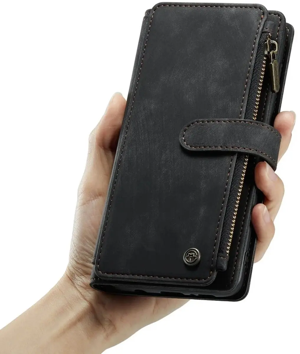 Caseme C30 Hoesje Samsung Galaxy A12 - Wallet Zipper - Zwart