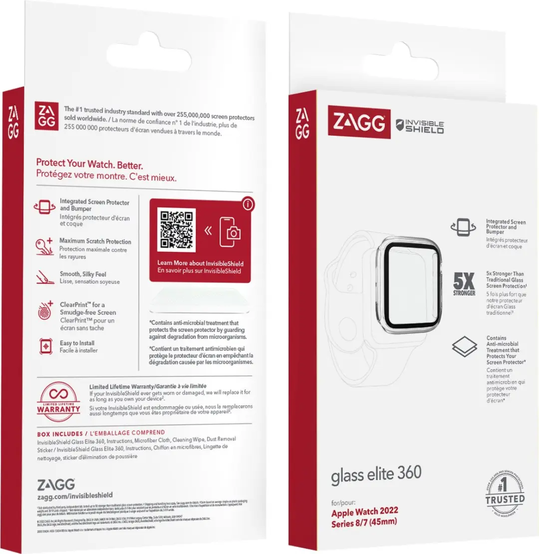 ZAGG InvisibleShield Glass Apple Watch 45mm - 1 Stuk