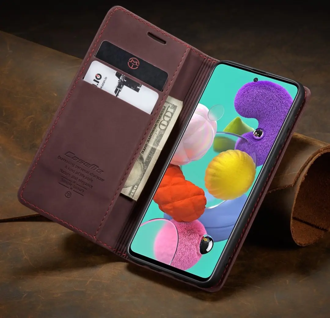 Caseme Book Case Samsung Galaxy A51 - Bordeaux - 2 Pasjes