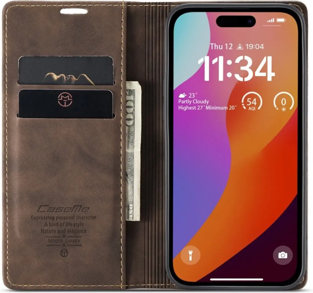 Caseme 013 Book Case iPhone 16 Pro Hoesje - Donkerbruin