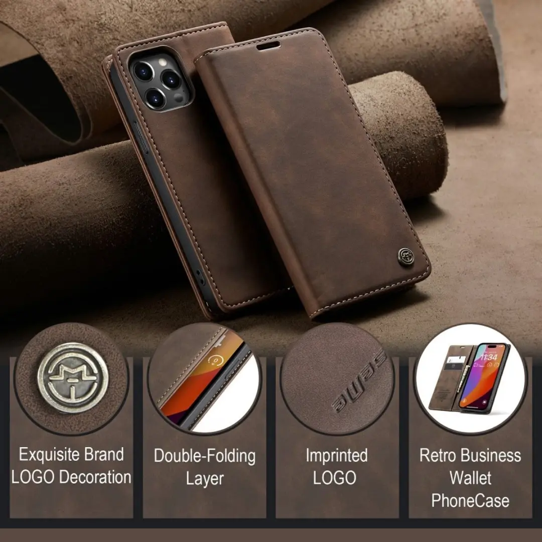 Caseme 013 Book Case iPhone 16 Pro Hoesje - Donkerbruin