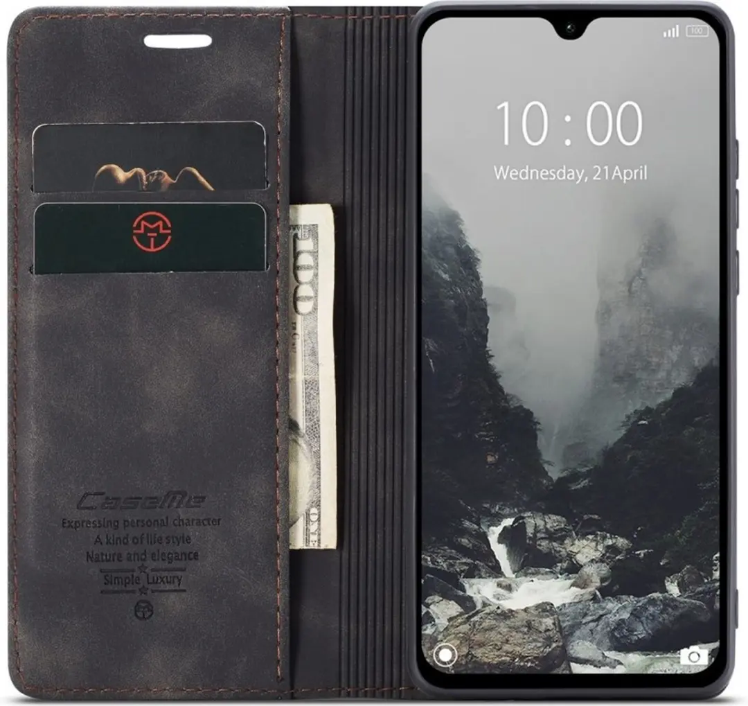 Caseme Hoesje Xiaomi Redmi 14C 013 Book Case - 2 Pasjes - Zwart