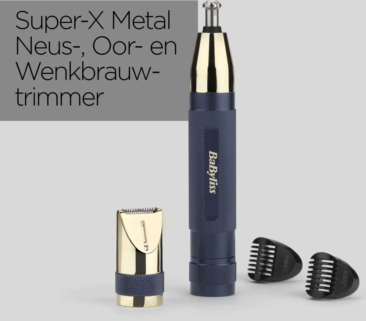 Babyliss Super-X Metal Series E112E Neus-Oor-Wenkbrauwtrimmer - Blauw/Goud