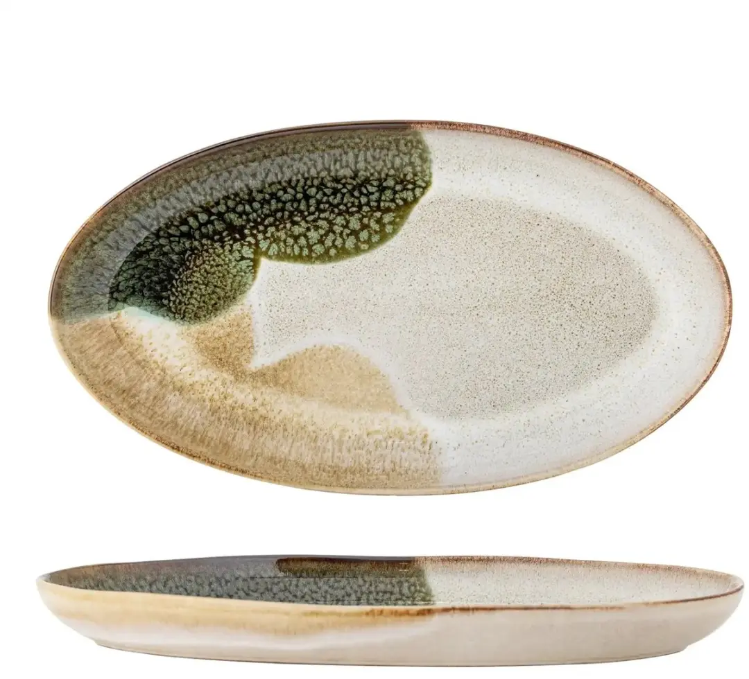 Bloomingville Serveerschaal aardewerk groen Jules 33cm