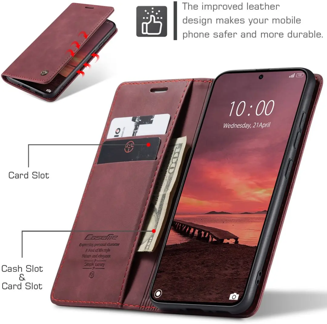 Caseme 013 Book Case Hoesje - Xiaomi 15T Pro - 2 Pasjes - Bordeaux