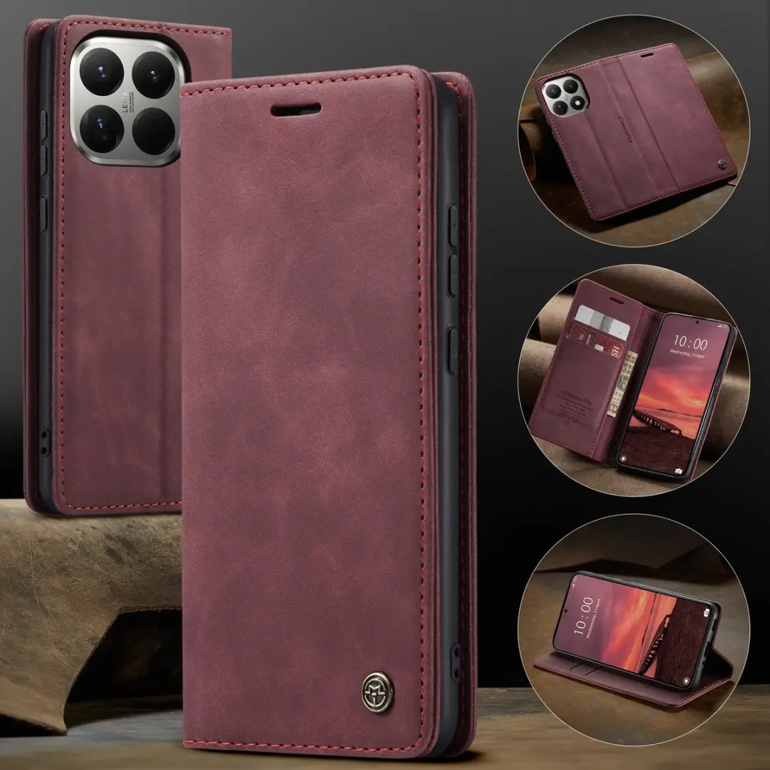 Caseme 013 Book Case Hoesje - Xiaomi 15T Pro - 2 Pasjes - Bordeaux