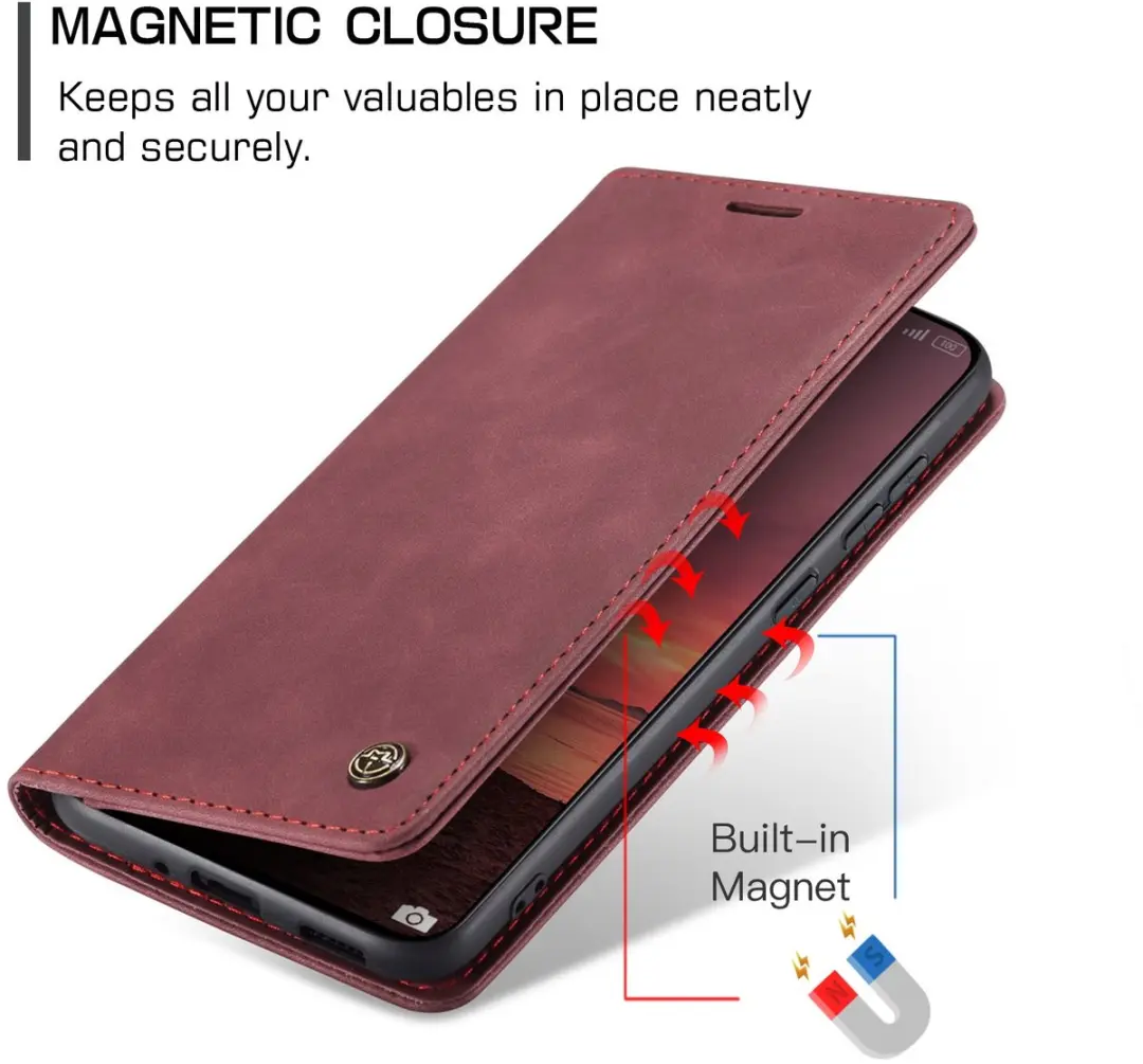 Caseme 013 Book Case Hoesje - Xiaomi 15T Pro - 2 Pasjes - Bordeaux