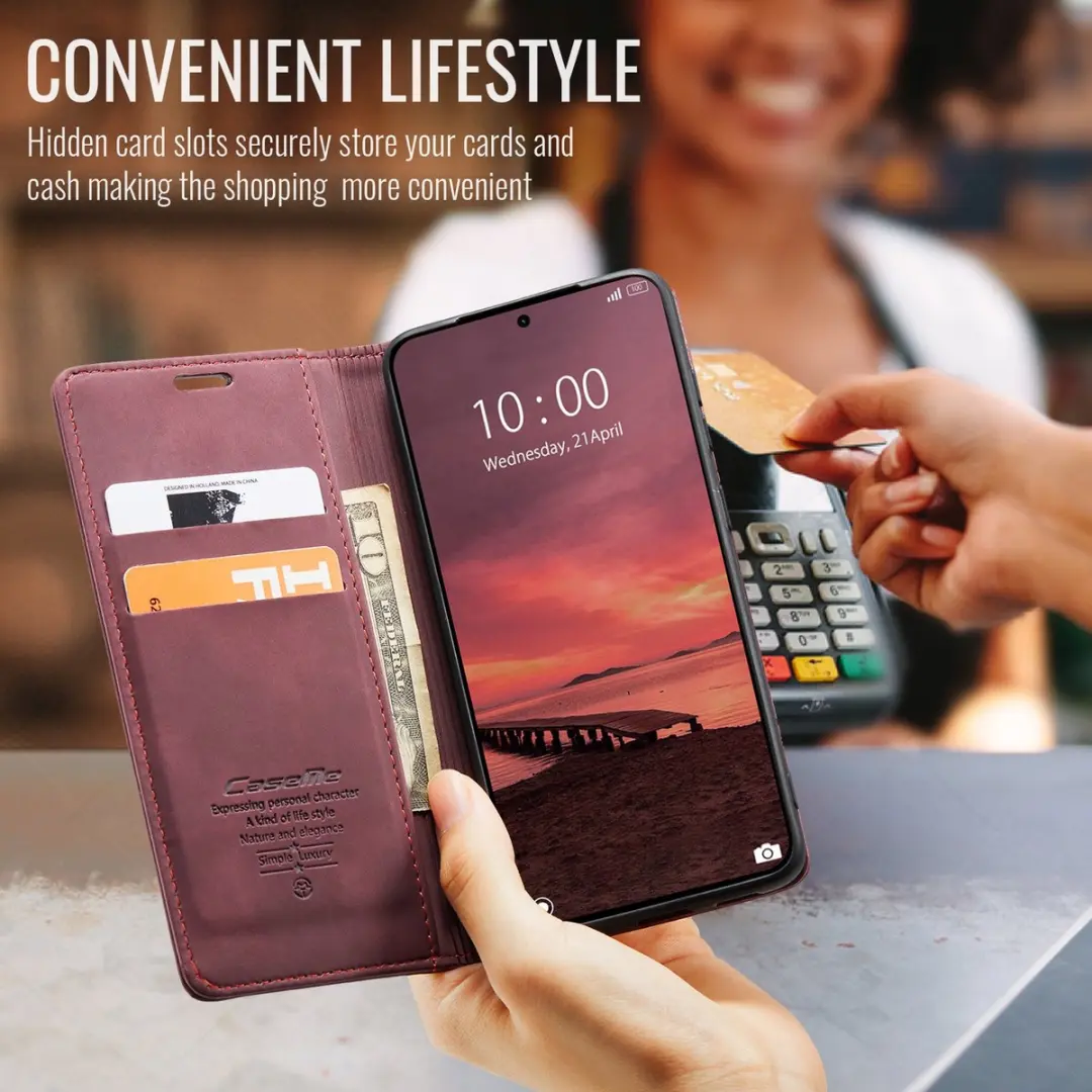 Caseme 013 Book Case Hoesje - Xiaomi 15T Pro - 2 Pasjes - Bordeaux - afbeelding 6 van 6