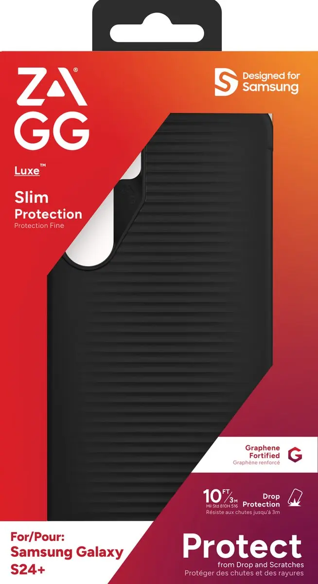 ZAGG Luxe Samsung Galaxy S24 Plus Hoesje 3M Valbescherming - Zwart
